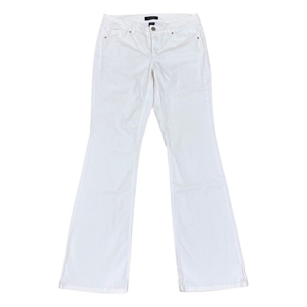 WHBM Feel Beautiful Blanc Bootcut White Denim Jeans 8 Stretch